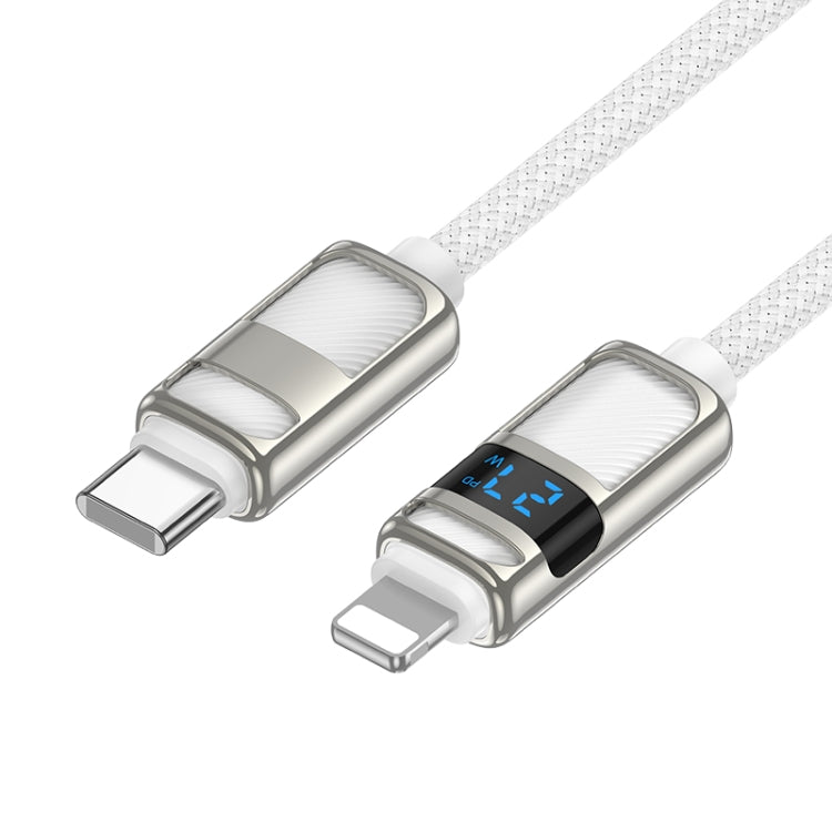 hoco U137 USB-C / Type-C to 8 Pin Line PD Charging Data Cable with Display, Length:1.2m(White) - 2 in 1 Cable by hoco | Online Shopping South Africa | PMC Jewellery | Buy Now Pay Later Mobicred