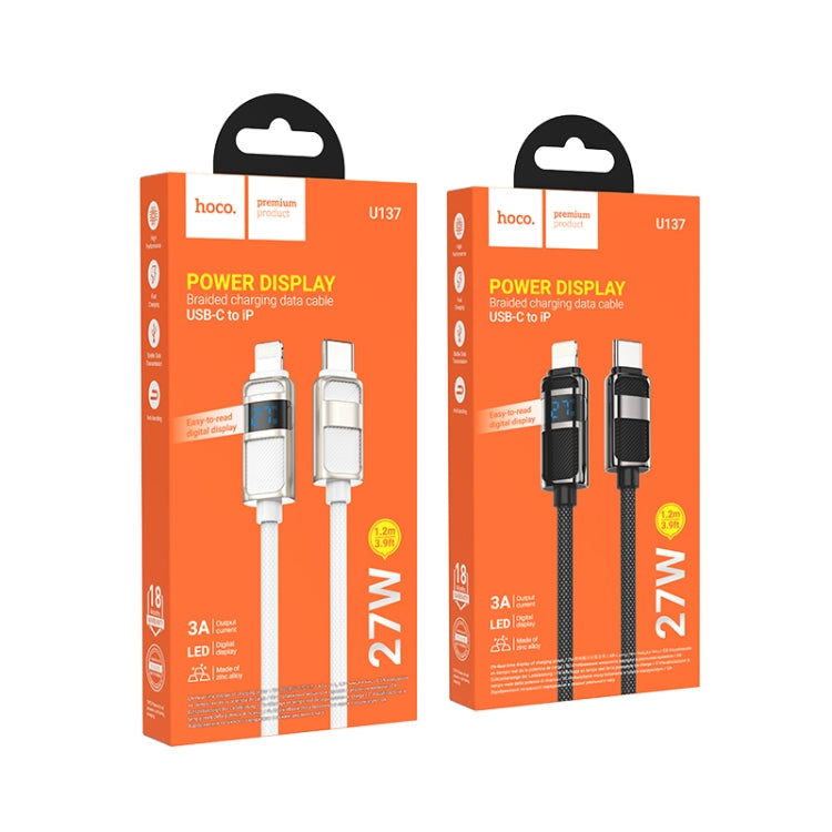 hoco U137 USB-C / Type-C to 8 Pin Line PD Charging Data Cable with Display, Length:1.2m(Black) - 2 in 1 Cable by hoco | Online Shopping South Africa | PMC Jewellery | Buy Now Pay Later Mobicred