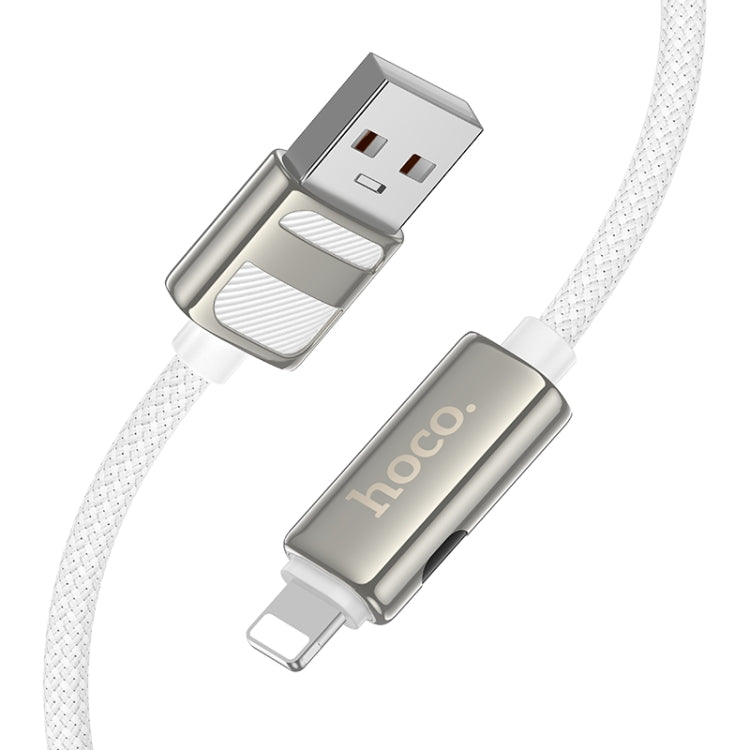 hoco U137 USB to 8 Pin Line 2.4A Charging Data Cable with Display, Length:1.2m(Black) - Normal Style Cable by hoco | Online Shopping South Africa | PMC Jewellery | Buy Now Pay Later Mobicred