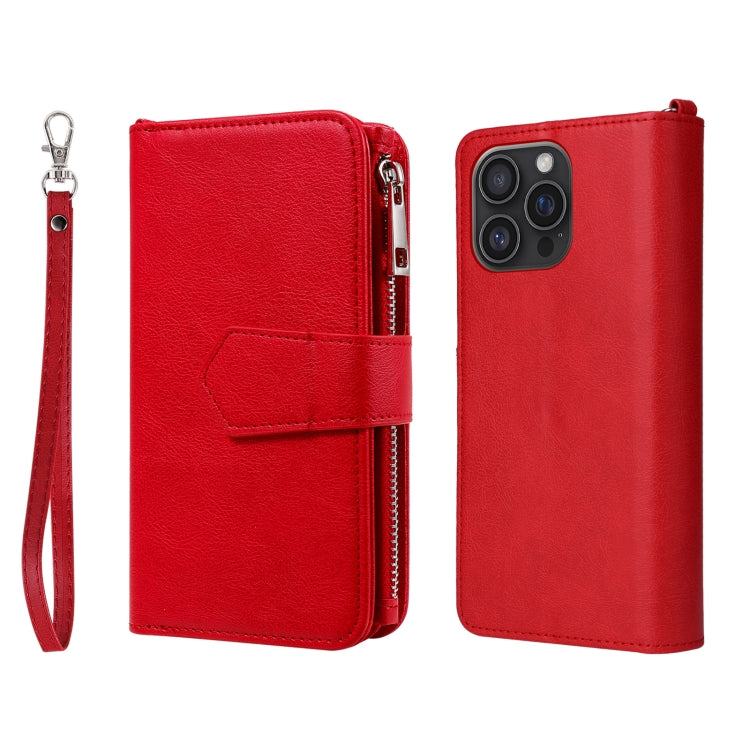 For iPhone 16 Pro Max Solid Color 2 in 1 Zipper Shockproof Phone Case(Red) - iPhone 16 Pro Max Cases by PMC Jewellery | Online Shopping South Africa | PMC Jewellery | Buy Now Pay Later Mobicred