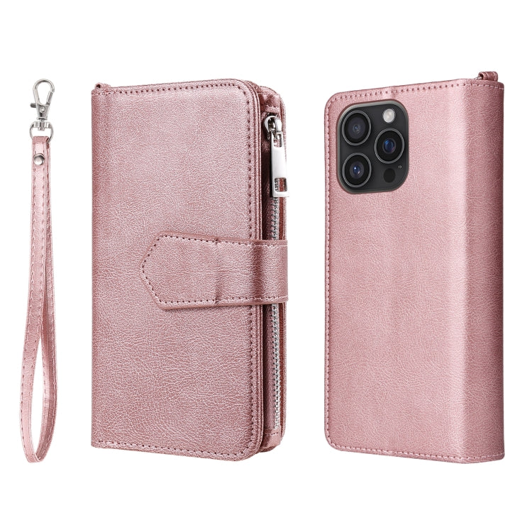 For iPhone 16 Pro Max Solid Color 2 in 1 Zipper Shockproof Phone Case(Rose Gold) - iPhone 16 Pro Max Cases by PMC Jewellery | Online Shopping South Africa | PMC Jewellery | Buy Now Pay Later Mobicred