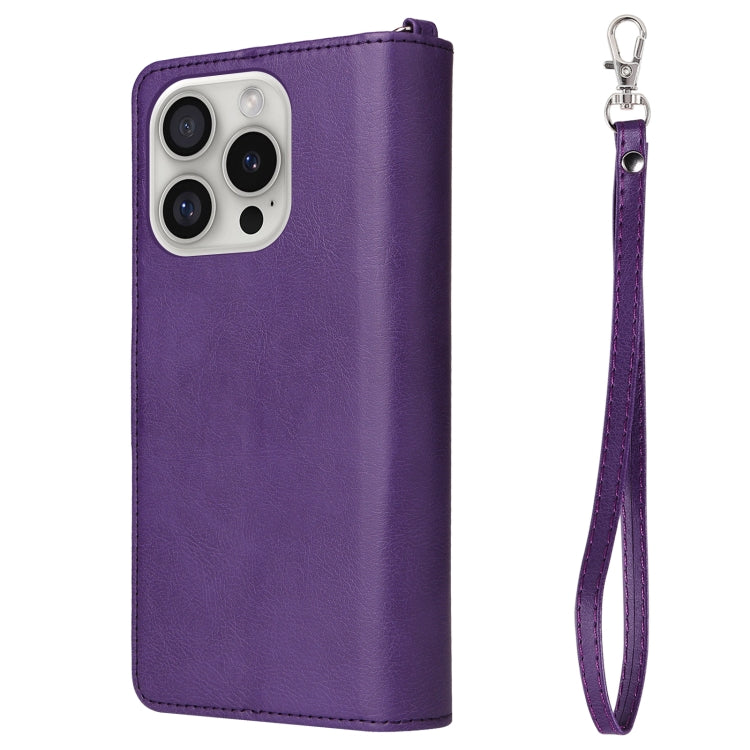 For iPhone 16 Pro Solid Color 2 in 1 Zipper Shockproof Phone Case(Purple) - iPhone 16 Pro Cases by PMC Jewellery | Online Shopping South Africa | PMC Jewellery | Buy Now Pay Later Mobicred