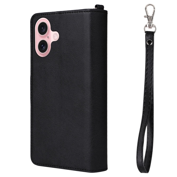 For iPhone 16 Solid Color 2 in 1 Zipper Shockproof Phone Case(Black) - iPhone 16 Cases by PMC Jewellery | Online Shopping South Africa | PMC Jewellery | Buy Now Pay Later Mobicred