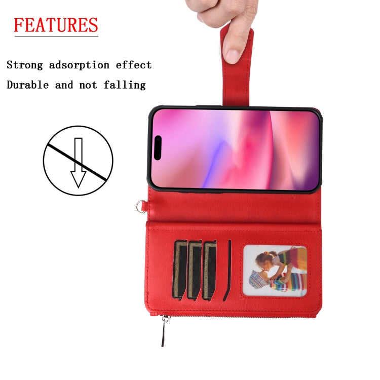 For iPhone 16 Solid Color 2 in 1 Zipper Shockproof Phone Case(Red) - iPhone 16 Cases by PMC Jewellery | Online Shopping South Africa | PMC Jewellery | Buy Now Pay Later Mobicred