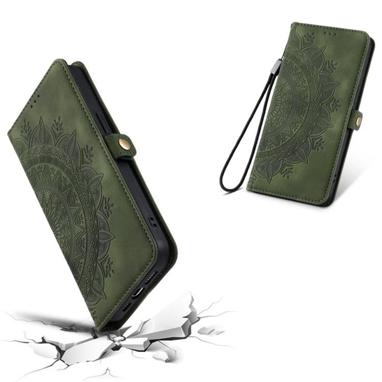 For iPhone 16e Skin Feel Totem Embossed Leather Phone Case(Deep Green) - iPhone 16e Cases by PMC TechLife | Online Shopping South Africa | PMC TechLife | Buy Now Pay Later Mobicred