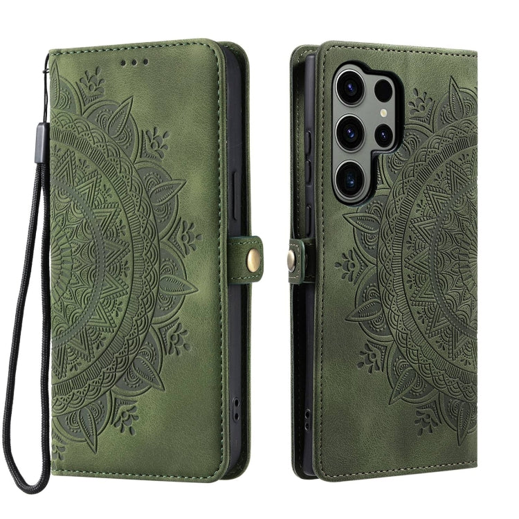 For Samsung Galaxy S25 Ultra 5G Skin Feel Totem Embossed Leather Phone Case(Deep Green) - Galaxy S25 Ultra 5G Cases by PMC Jewellery | Online Shopping South Africa | PMC Jewellery | Buy Now Pay Later Mobicred