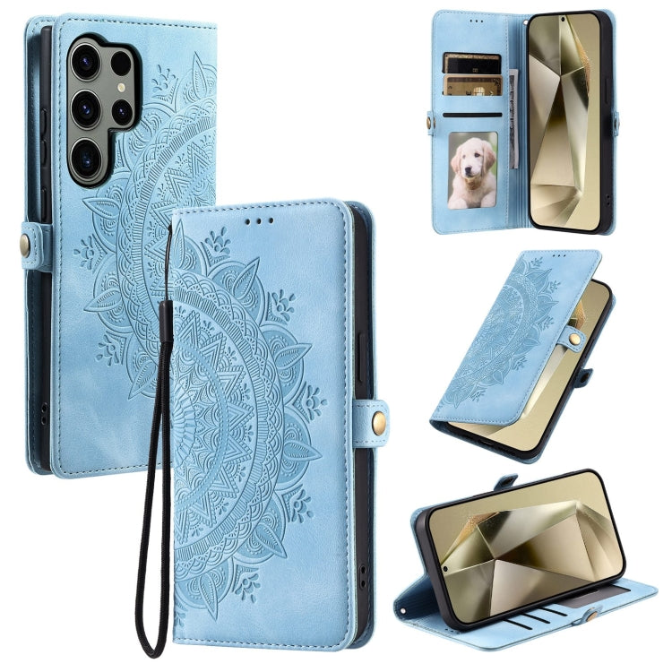 For Samsung Galaxy S25 Ultra 5G Skin Feel Totem Embossed Leather Phone Case(Blue) - Galaxy S25 Ultra 5G Cases by PMC Jewellery | Online Shopping South Africa | PMC Jewellery | Buy Now Pay Later Mobicred