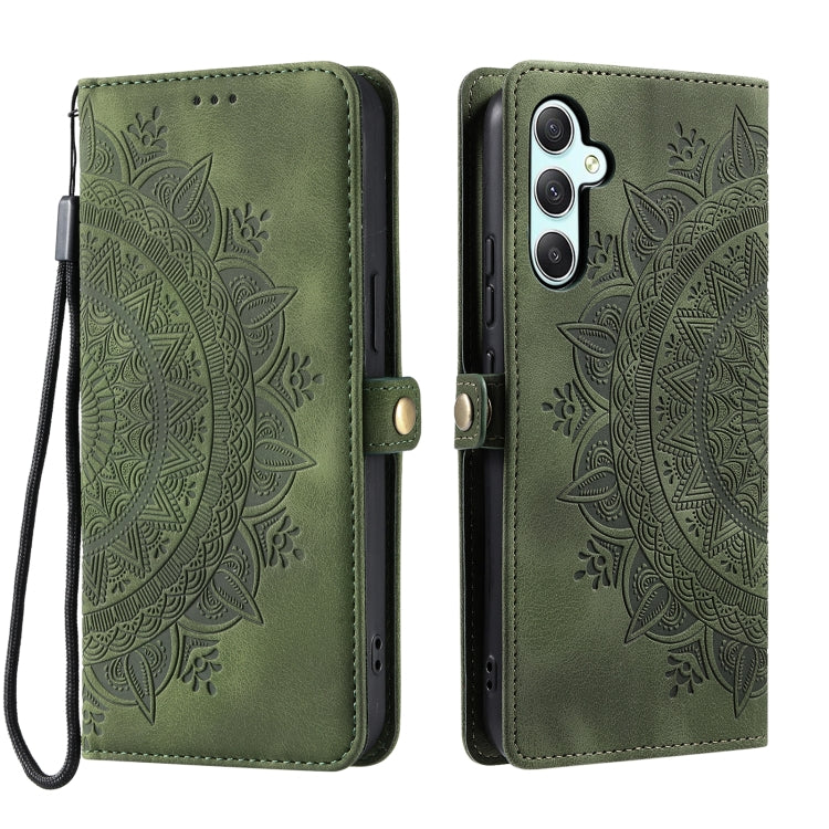 For Samsung Galaxy S25 5G Skin Feel Totem Embossed Leather Phone Case(Deep Green) - Galaxy S25 5G Cases by PMC Jewellery | Online Shopping South Africa | PMC Jewellery | Buy Now Pay Later Mobicred