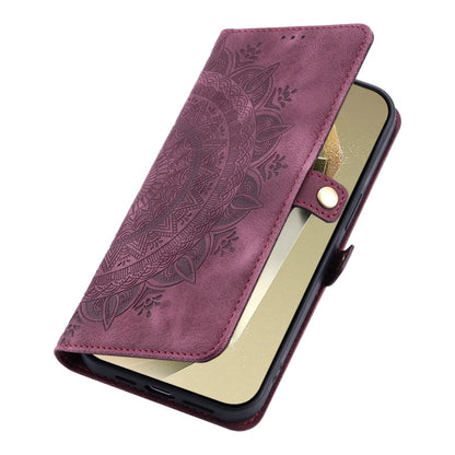 For Samsung Galaxy S25 5G Skin Feel Totem Embossed Leather Phone Case(Wine Red) - Galaxy S25 5G Cases by PMC Jewellery | Online Shopping South Africa | PMC Jewellery | Buy Now Pay Later Mobicred