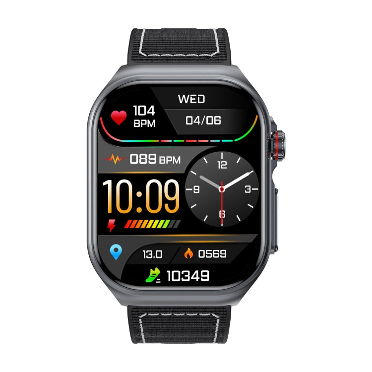 ET585 2.04 inch Nylon Strap IP68 Waterproof Smart Watch, Support ECG / Blood Composition Measurement(Black) - Smart Watches by PMC Jewellery | Online Shopping South Africa | PMC Jewellery | Buy Now Pay Later Mobicred