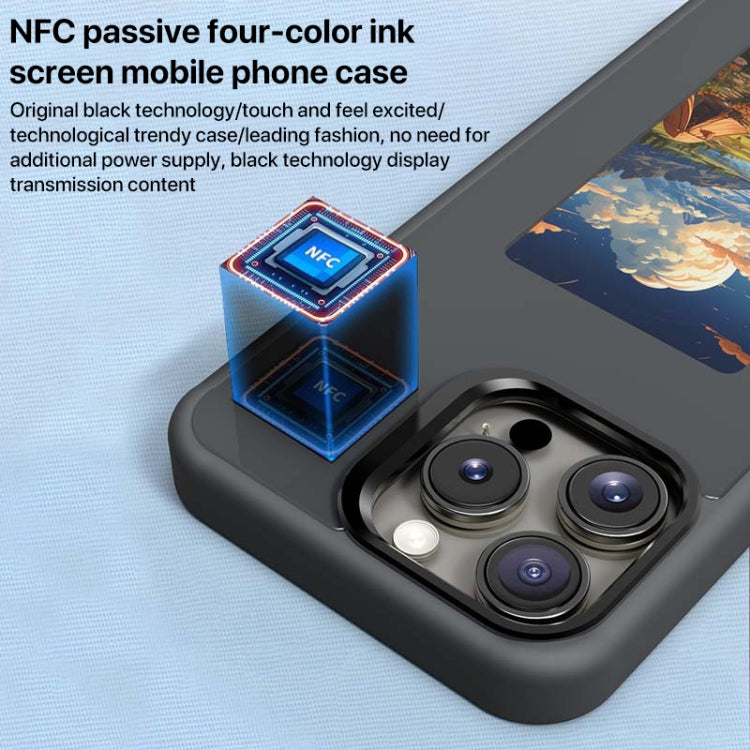 For iPhone 16 Four-Color E-ink Screen NFC DIY Phone Case(Black) - iPhone 16 Cases by PMC Jewellery | Online Shopping South Africa | PMC Jewellery | Buy Now Pay Later Mobicred