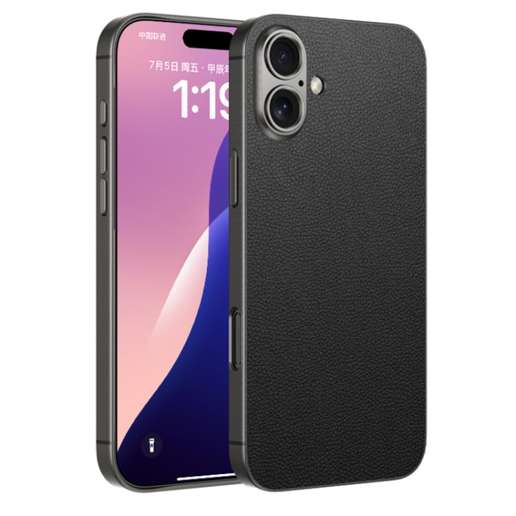 For iPhone 16 Plus GKK Metal Paint Skin Feel Leather Full Coverage Phone Case(Black) - iPhone 16 Plus Cases by GKK | Online Shopping South Africa | PMC Jewellery | Buy Now Pay Later Mobicred