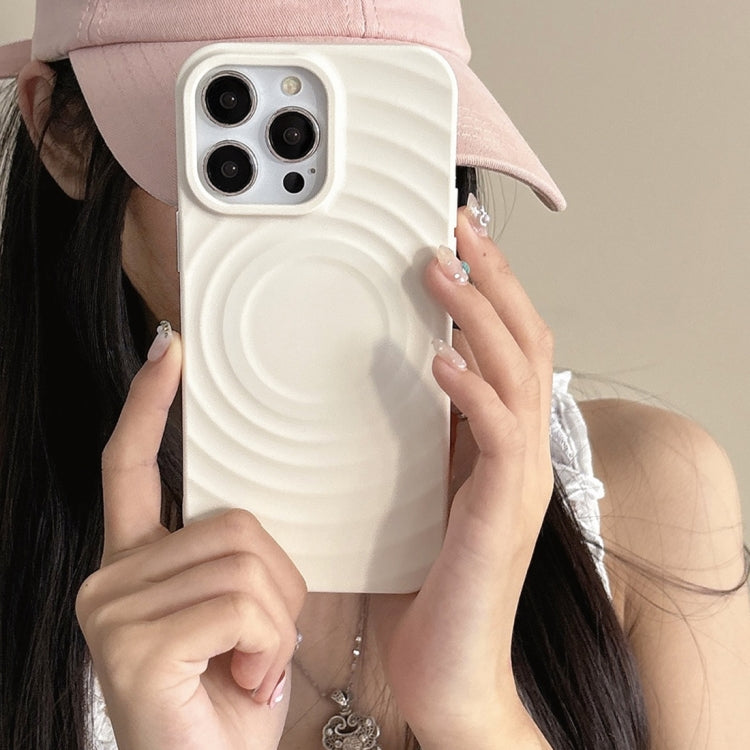 For iPhone 16 Plus Frosted Wave Texture MagSafe Magnetic TPU Phone Case(White) - iPhone 16 Plus Cases by PMC Jewellery | Online Shopping South Africa | PMC Jewellery | Buy Now Pay Later Mobicred