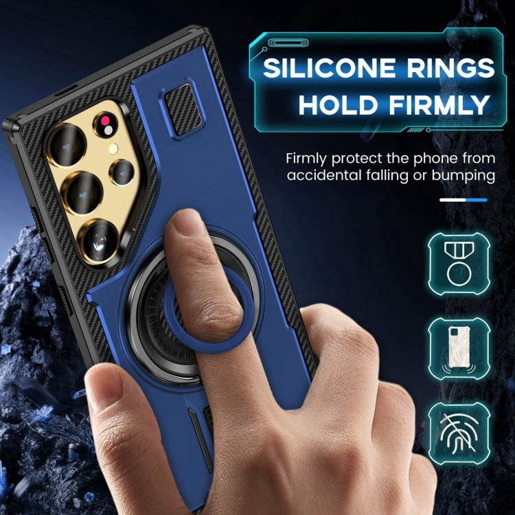 For Samsung Galaxy S25 Ultra 5G Ring Holder Carbon Fiber PC Hybrid TPU Phone Case(Blue) - Galaxy S25 Ultra 5G Cases by PMC Jewellery | Online Shopping South Africa | PMC Jewellery | Buy Now Pay Later Mobicred