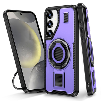 For Samsung Galaxy S25 5G Ring Holder Carbon Fiber PC Hybrid TPU Phone Case(Purple) - Galaxy S25 5G Cases by PMC Jewellery | Online Shopping South Africa | PMC Jewellery | Buy Now Pay Later Mobicred