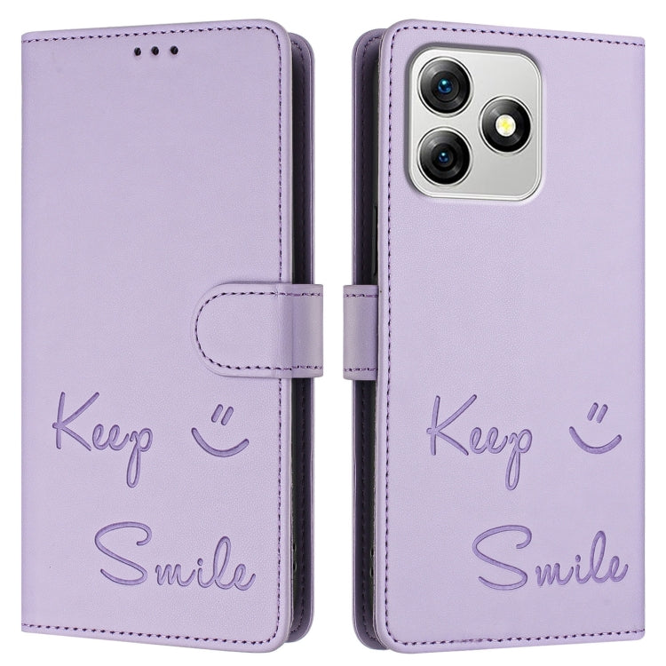 For Ulefone Note 18 Ultra 5G Smile Embossing RFID Leather Phone Case(Light Purple) - Ulefone Cases by PMC Jewellery | Online Shopping South Africa | PMC Jewellery | Buy Now Pay Later Mobicred