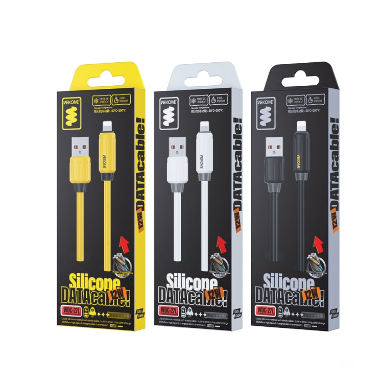 WK WDC-27i Elastic Genuine Silicone 1m 12W USB to 8 Pin Fast Charging Data Cable(Yellow) - Normal Style Cable by WK | Online Shopping South Africa | PMC Jewellery | Buy Now Pay Later Mobicred