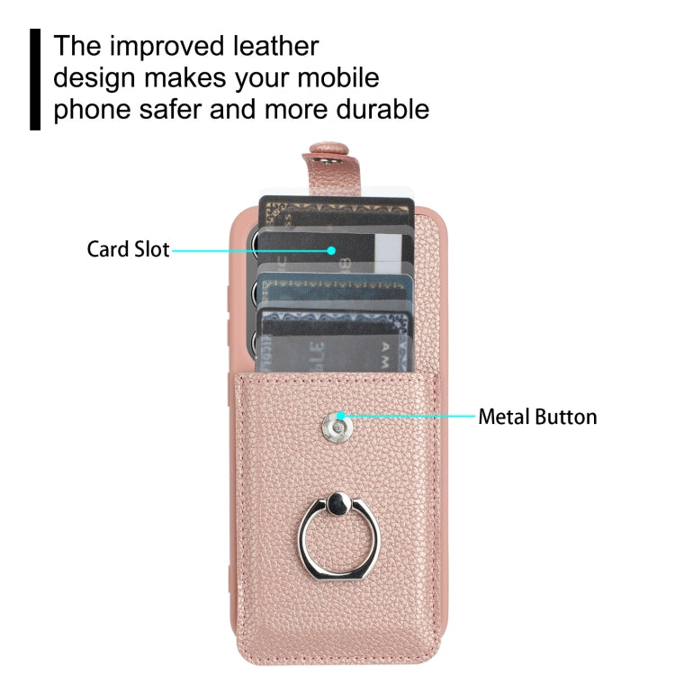 For Samsung Galaxy S25 5G Litchi Texture Drawing Card Bag Ring Holder Phone Case(Blue) - Galaxy S25 5G Cases by PMC Jewellery | Online Shopping South Africa | PMC Jewellery | Buy Now Pay Later Mobicred