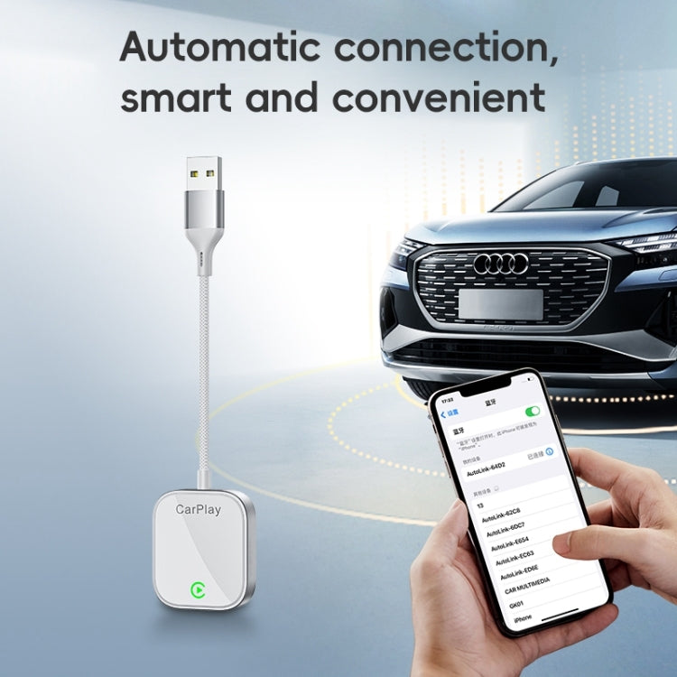 USB, USB-C / Type-C Dual Interface Wired to Wireless Car CarPlay Box Adapter for iPhone(White) - Bluetooth Adapters by PMC Jewellery | Online Shopping South Africa | PMC Jewellery | Buy Now Pay Later Mobicred