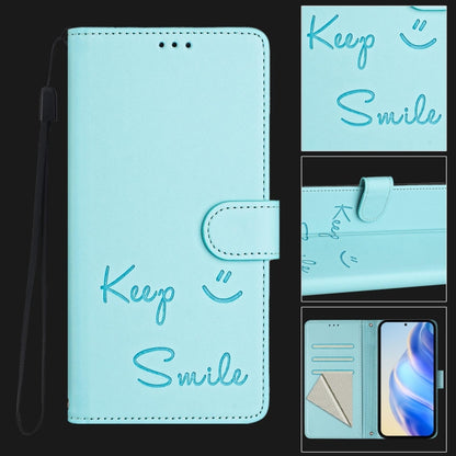 For Huawei Pura 70 Smile Embossing RFID Leather Phone Case(Mint Green) - Huawei Cases by PMC Jewellery | Online Shopping South Africa | PMC Jewellery | Buy Now Pay Later Mobicred