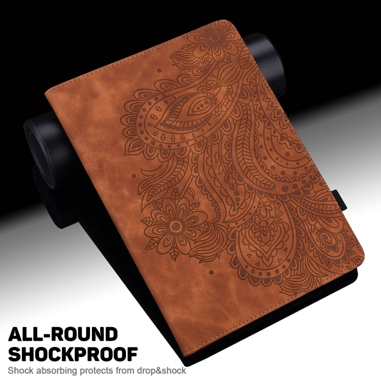 For Honor Pad X9 Peacock Embossed Pattern Leather Tablet Case(Brown) - Honor by PMC TechLife | Online Shopping South Africa | PMC TechLife | Buy Now Pay Later Mobicred