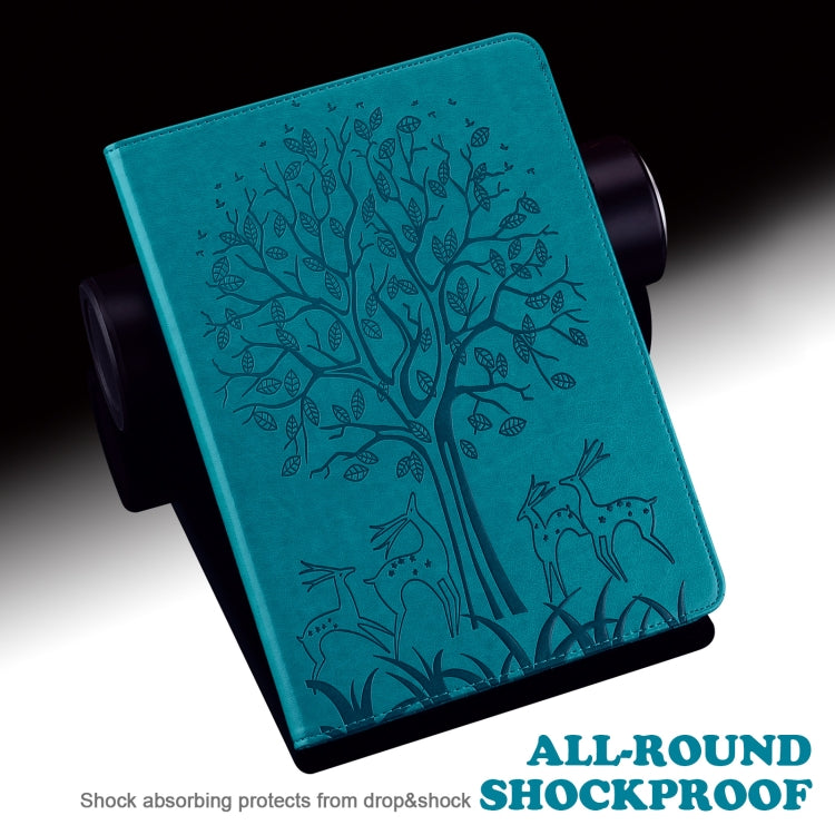 For Honor Pad 8 Tree & Deer Embossed Leather Tablet Case(Blue) - Honor by PMC TechLife | Online Shopping South Africa | PMC TechLife | Buy Now Pay Later Mobicred
