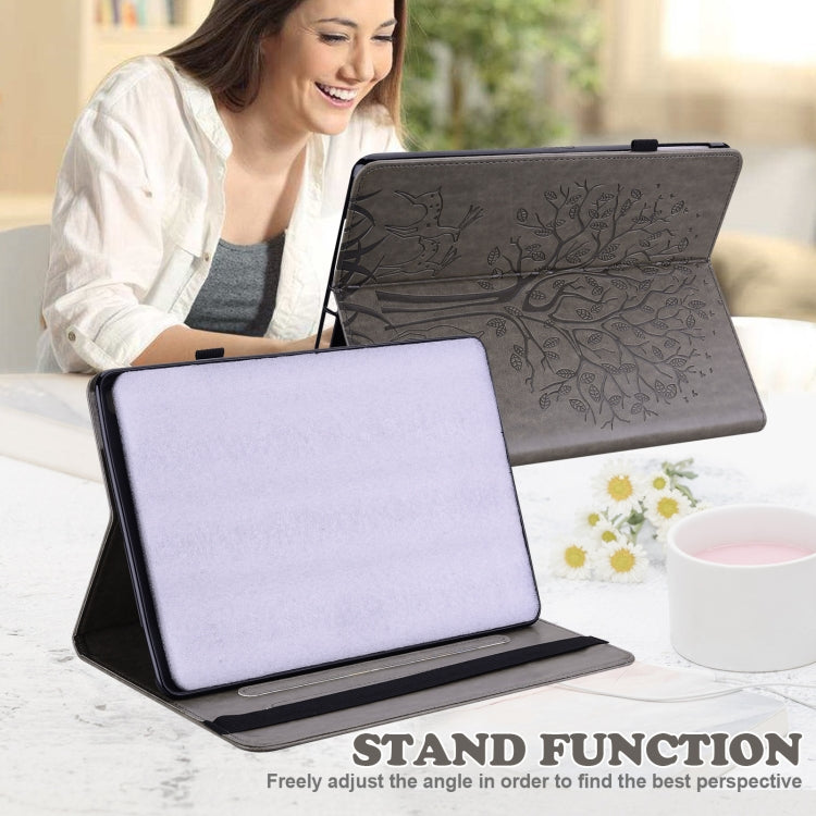 For Honor Pad 8 Tree & Deer Embossed Leather Tablet Case(Grey) - Honor by PMC TechLife | Online Shopping South Africa | PMC TechLife | Buy Now Pay Later Mobicred