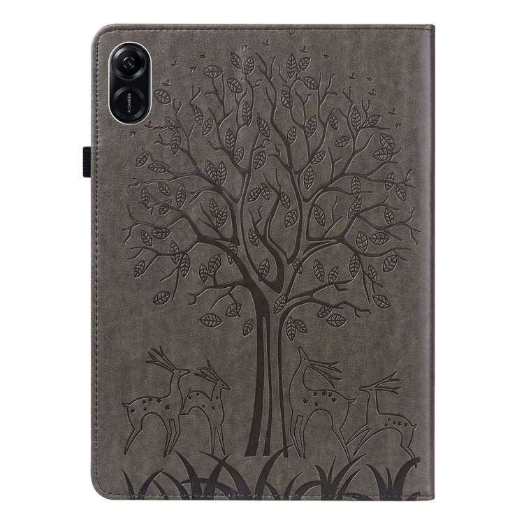 For Honor Pad X9 Tree & Deer Embossed Leather Tablet Case(Grey) - Honor by PMC TechLife | Online Shopping South Africa | PMC TechLife | Buy Now Pay Later Mobicred