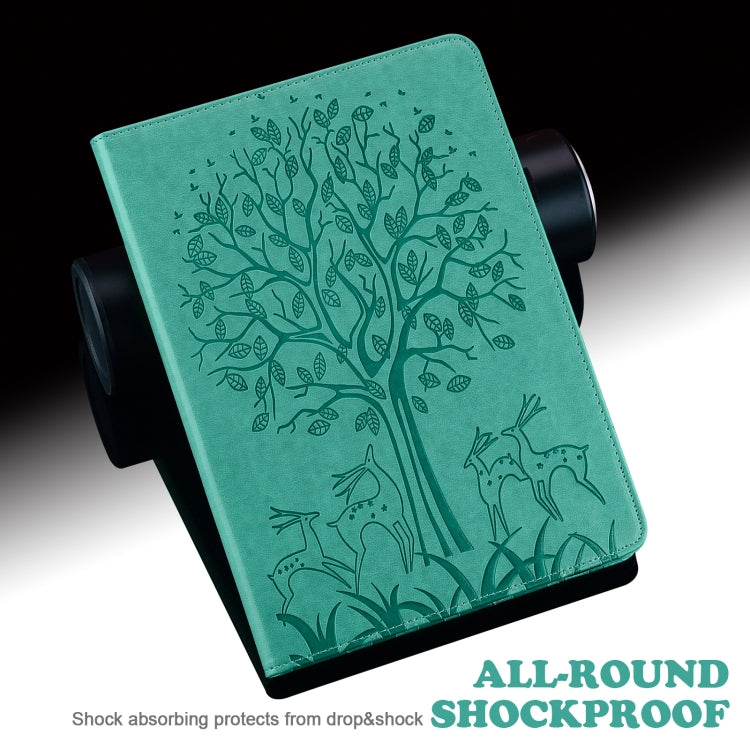 For Honor Pad X9 Tree & Deer Embossed Leather Tablet Case(Green) - Honor by PMC TechLife | Online Shopping South Africa | PMC TechLife | Buy Now Pay Later Mobicred