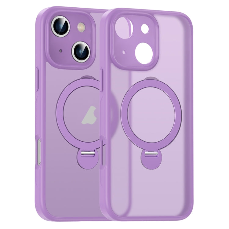 For iPhone 16 Matte Texture 360 Degree Rotary Tone Holder MagSafe Phone Case(Roland Purple) - iPhone 16 Cases by PMC Jewellery | Online Shopping South Africa | PMC Jewellery | Buy Now Pay Later Mobicred