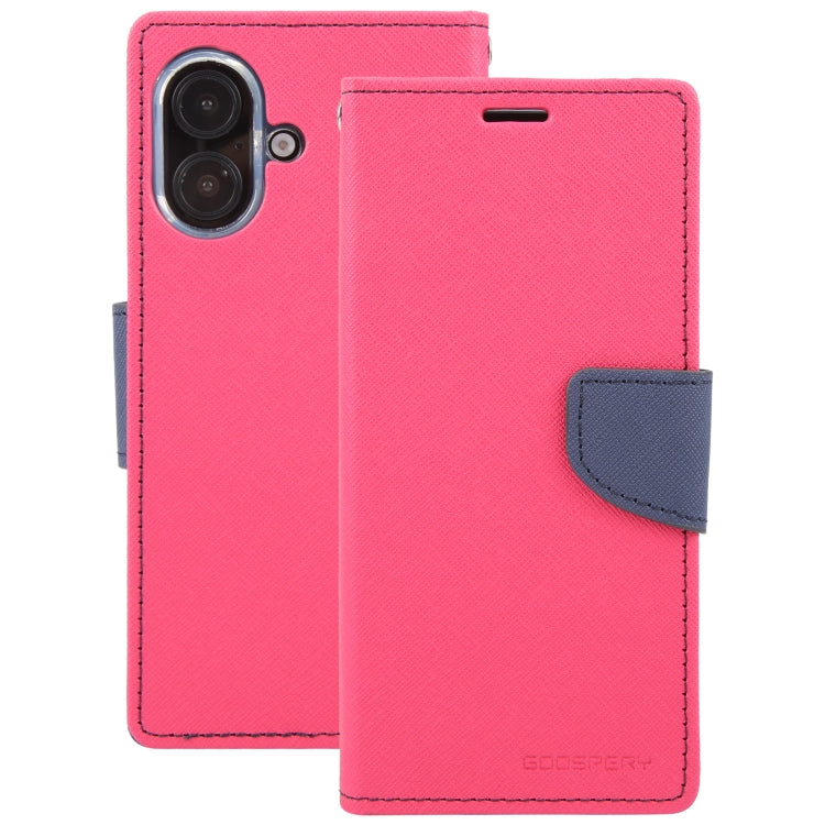 For iPhone 16 Plus GOOSPERY FANCY DIARY Cross Texture Leather Phone Case(Rose Red) - iPhone 16 Plus Cases by GOOSPERY | Online Shopping South Africa | PMC Jewellery | Buy Now Pay Later Mobicred