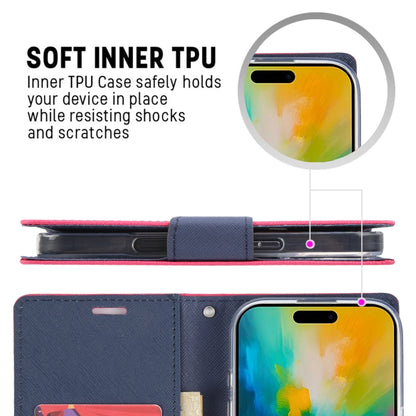 For iPhone 16 GOOSPERY FANCY DIARY Cross Texture Leather Phone Case(Navy Blue) - iPhone 16 Cases by GOOSPERY | Online Shopping South Africa | PMC Jewellery | Buy Now Pay Later Mobicred