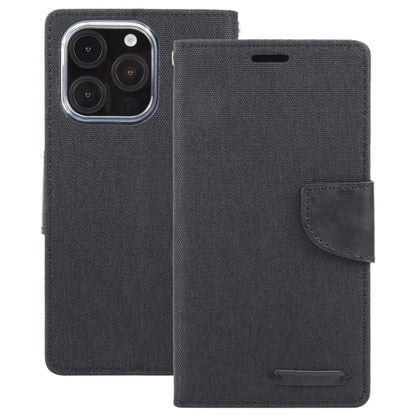 For iPhone 16 Pro Max GOOSPERY CANVAS DIARY Fabric Texture Flip Leather Phone Case(Black) - iPhone 16 Pro Max Cases by GOOSPERY | Online Shopping South Africa | PMC Jewellery | Buy Now Pay Later Mobicred