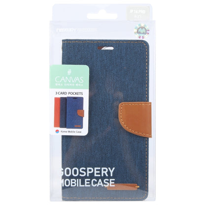 For iPhone 16 Pro Max GOOSPERY CANVAS DIARY Fabric Texture Flip Leather Phone Case(Navy Blue) - iPhone 16 Pro Max Cases by GOOSPERY | Online Shopping South Africa | PMC Jewellery | Buy Now Pay Later Mobicred