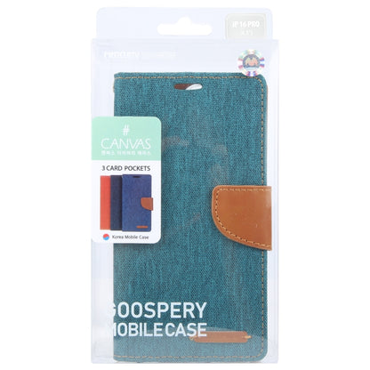 For iPhone 16 Pro Max GOOSPERY CANVAS DIARY Fabric Texture Flip Leather Phone Case(Green) - iPhone 16 Pro Max Cases by GOOSPERY | Online Shopping South Africa | PMC Jewellery | Buy Now Pay Later Mobicred