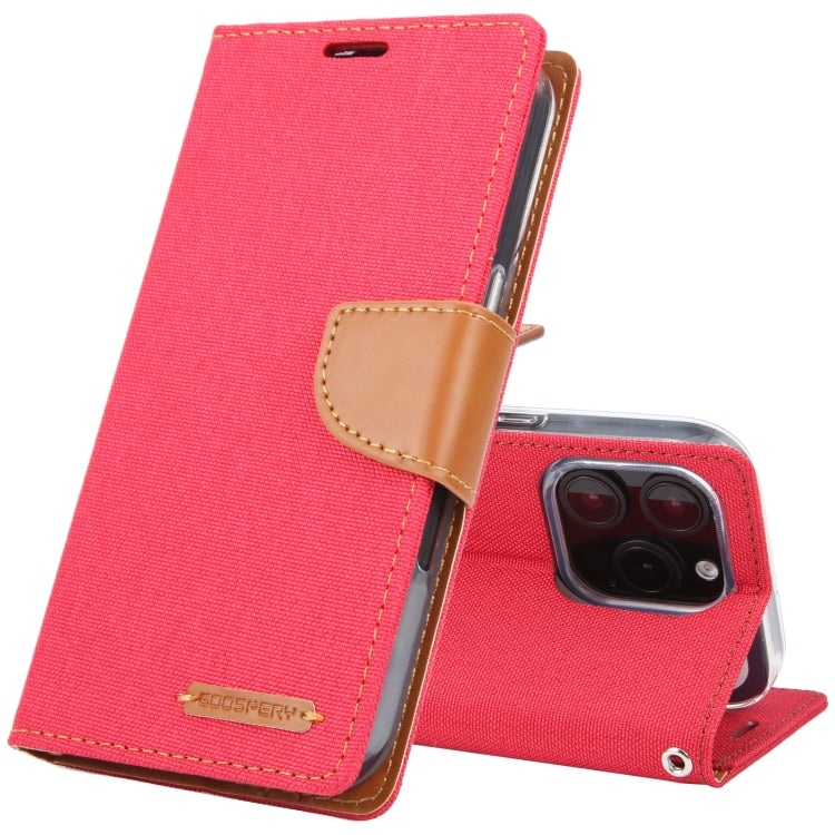 For iPhone 16 Pro Max GOOSPERY CANVAS DIARY Fabric Texture Flip Leather Phone Case(Red) - iPhone 16 Pro Max Cases by GOOSPERY | Online Shopping South Africa | PMC Jewellery | Buy Now Pay Later Mobicred