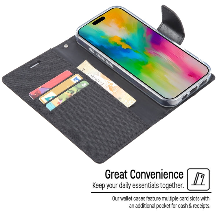 For iPhone 16 Plus GOOSPERY CANVAS DIARY Fabric Texture Flip Leather Phone Case(Grey) - iPhone 16 Plus Cases by GOOSPERY | Online Shopping South Africa | PMC Jewellery | Buy Now Pay Later Mobicred