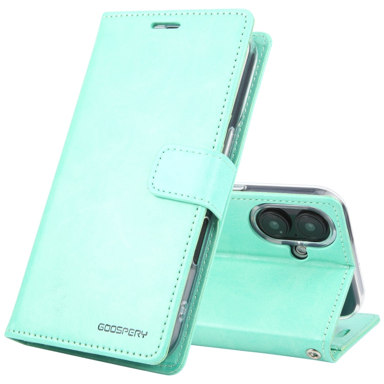 For iPhone 16 GOOSPERY BLUE MOON Crazy Horse Texture Leather Phone Case(Mint Green) - iPhone 16 Cases by GOOSPERY | Online Shopping South Africa | PMC Jewellery | Buy Now Pay Later Mobicred