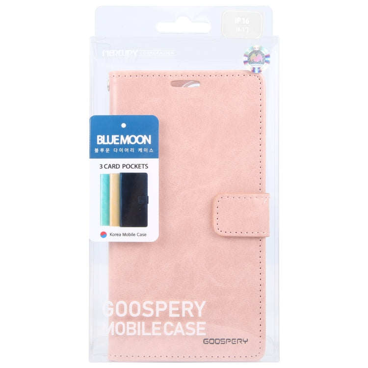 For iPhone 16 GOOSPERY BLUE MOON Crazy Horse Texture Leather Phone Case(Rose Gold) - iPhone 16 Cases by GOOSPERY | Online Shopping South Africa | PMC Jewellery | Buy Now Pay Later Mobicred