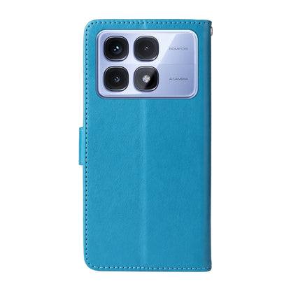 For Redmi K70 Ultra Embossed Butterfly Flowers Leather Phone Case(Blue) - Xiaomi Cases by PMC Jewellery | Online Shopping South Africa | PMC Jewellery | Buy Now Pay Later Mobicred