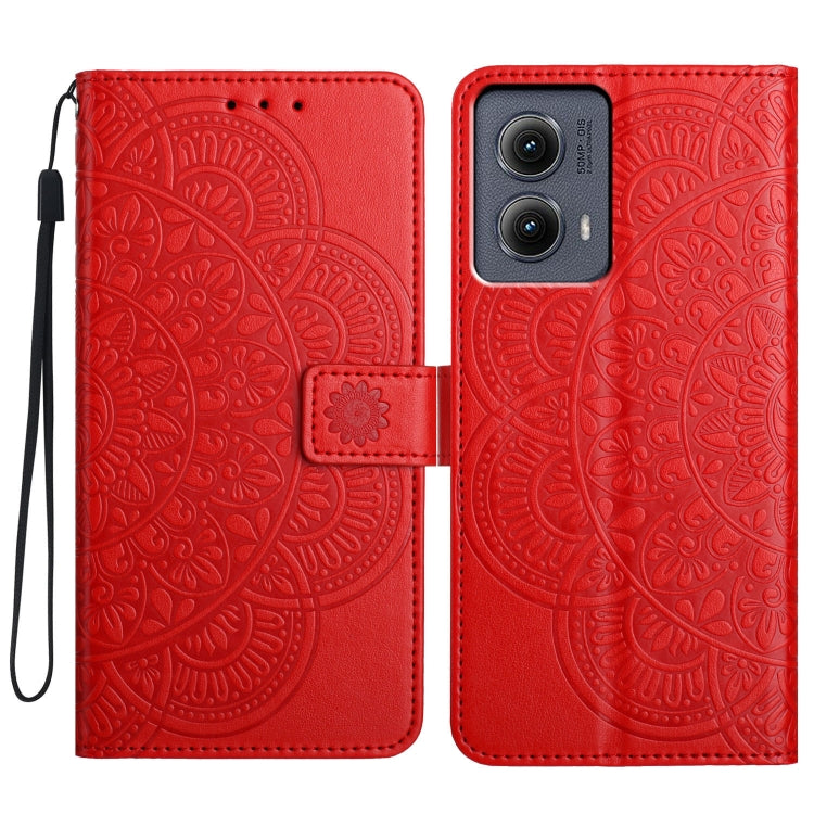 For Motorola Edge 2024 Flower Embossed Leather Phone Case(Red) - Motorola Cases by PMC Jewellery | Online Shopping South Africa | PMC Jewellery | Buy Now Pay Later Mobicred