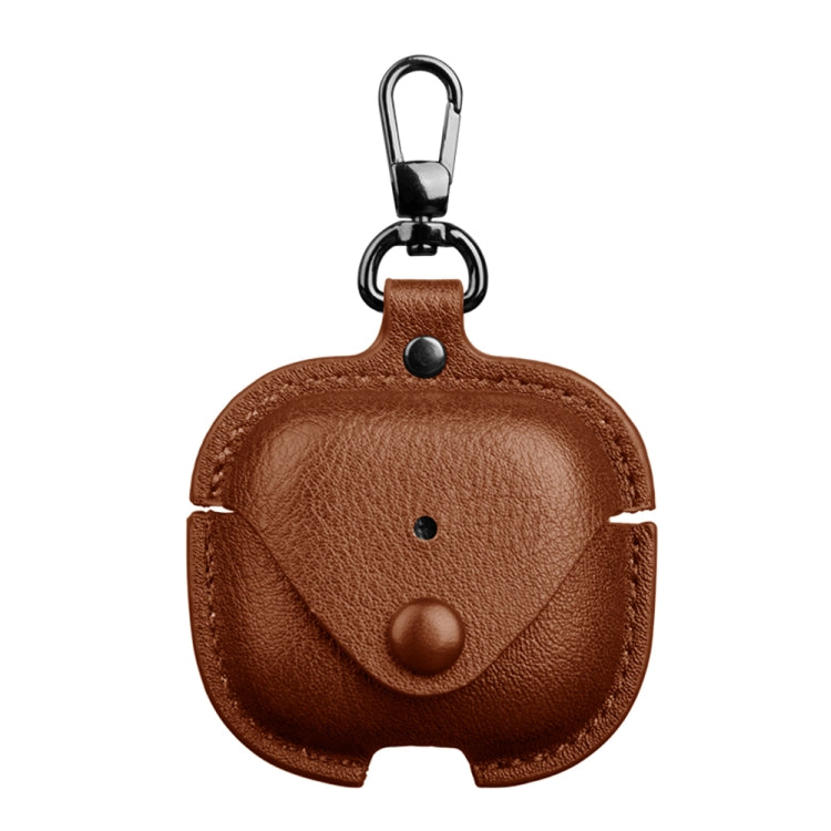 For AirPods 4 Business Leather Earphone Protective Case with Hook(Light Brown) - For AirPods 4 by PMC Jewellery | Online Shopping South Africa | PMC Jewellery | Buy Now Pay Later Mobicred