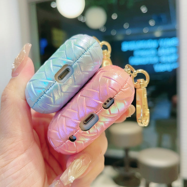 For AirPods Pro Colorful Weaving Texture Earbuds Box PC Case with Hook(Pink) - For AirPods Pro by PMC Jewellery | Online Shopping South Africa | PMC Jewellery | Buy Now Pay Later Mobicred