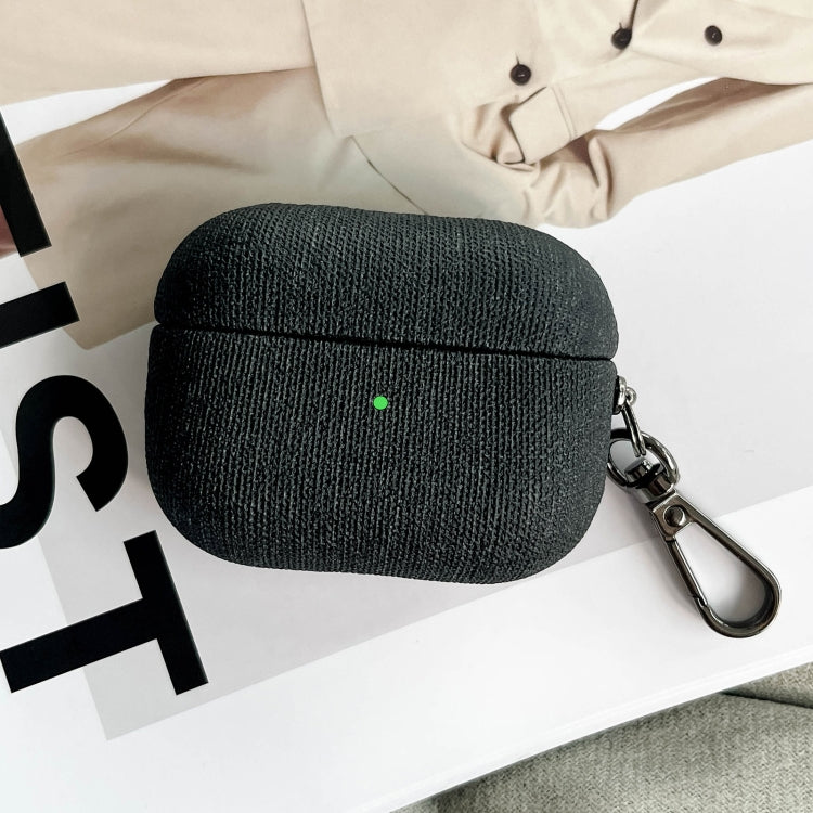 For AirPods 4 Fine Cloth Texture Earbuds Box PC Case with Hook(Black) - free shipping - PMC Jewellery - Order now!