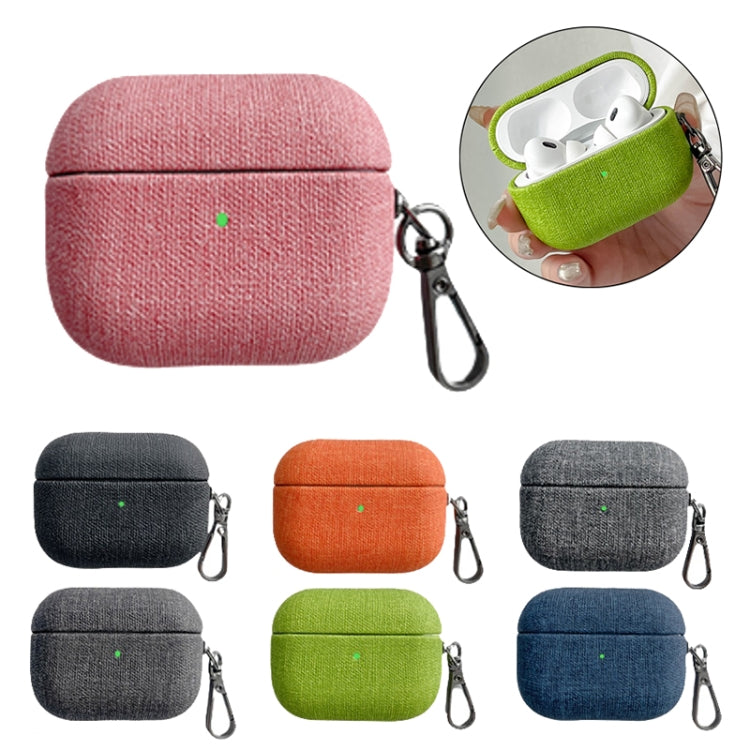 For AirPods Pro Fine Cloth Texture Earbuds Box PC Case with Hook(Green) - For AirPods Pro by PMC Jewellery | Online Shopping South Africa | PMC Jewellery | Buy Now Pay Later Mobicred