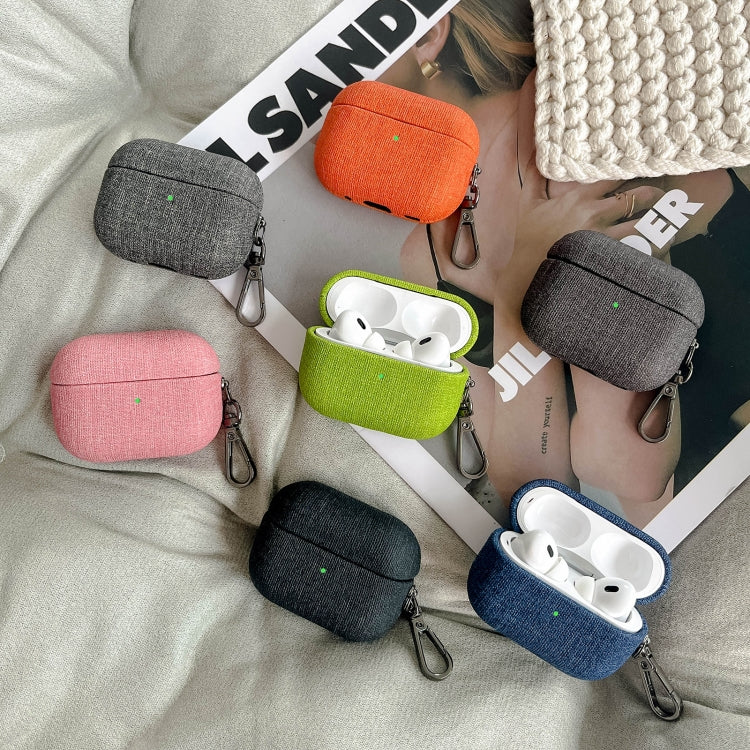For AirPods 4 Fine Cloth Texture Earbuds Box PC Case with Hook(Black) - free shipping - PMC Jewellery - Order now!