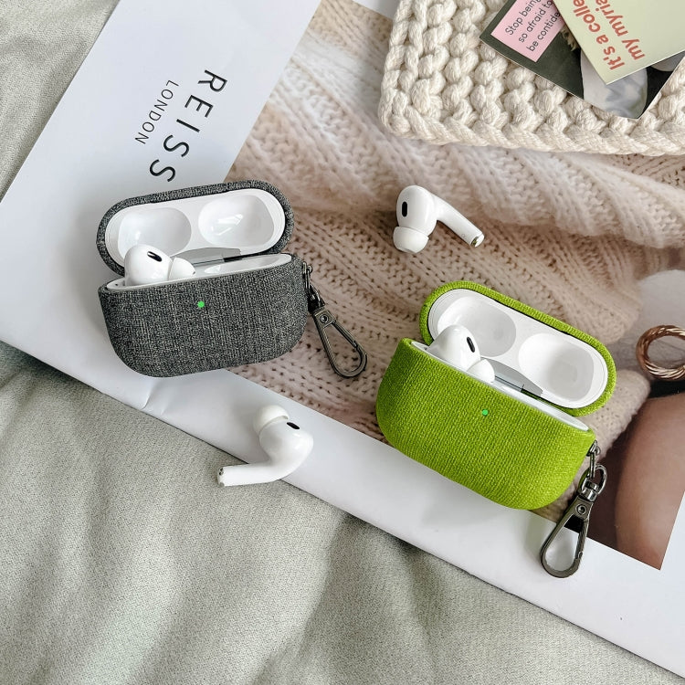 For AirPods 4 Fine Cloth Texture Earbuds Box PC Case with Hook(Blue) - For AirPods 4 by PMC Jewellery | Online Shopping South Africa | PMC Jewellery | Buy Now Pay Later Mobicred