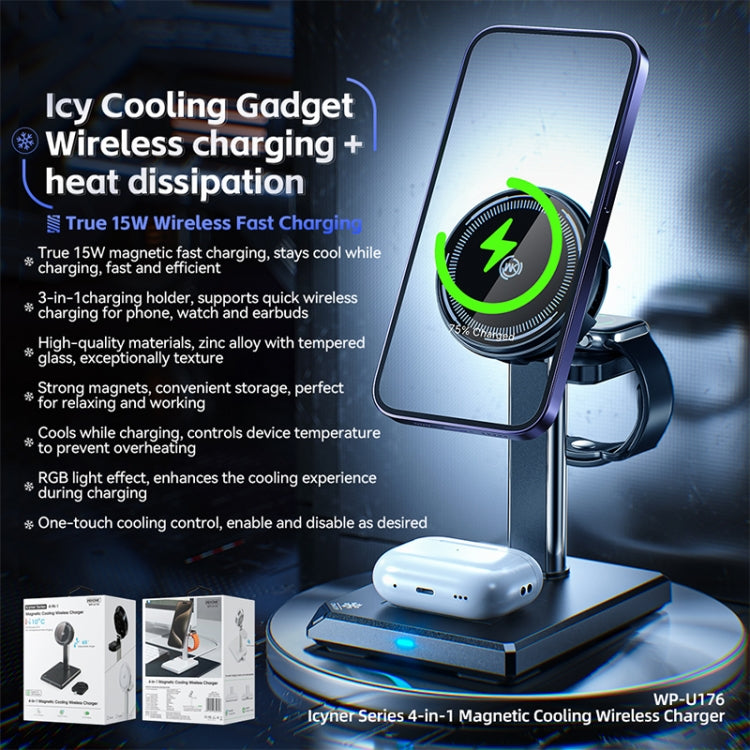 WK WP-U176 15W 4 in 1 Magnetic Cooling Wireless Charging Holder(White) - Wireless Charger by WK | Online Shopping South Africa | PMC Jewellery | Buy Now Pay Later Mobicred