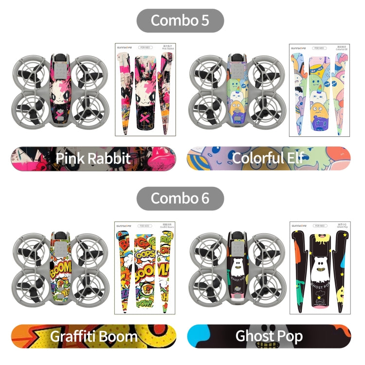 For DJI Neo 2pcs Combo Drone Body Protective Stickers(Pink Rabbit + Colorful Elf) - free shipping - PMC TechLife - Order now!