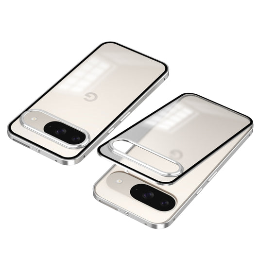 For Google Pixel 9 / 9 Pro Snap Buckle Metal Frame Frosted Phone Case(Silver) - Google Cases by PMC Jewellery | Online Shopping South Africa | PMC Jewellery | Buy Now Pay Later Mobicred